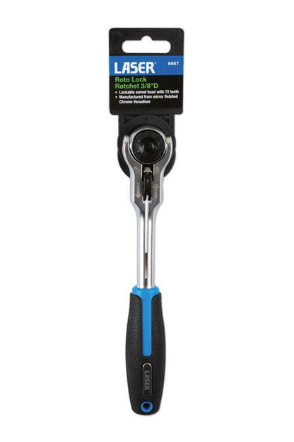 Laser Tools 6957 Roto Lock Swivel Head Ratchet 3/8"D Laser Tools