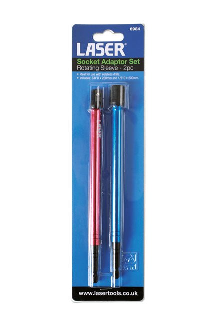 Laser Tools 6984 Socket Adaptor Set, Rotating Sleeve 3/8"D, 1/2"D 2pc Laser Tools