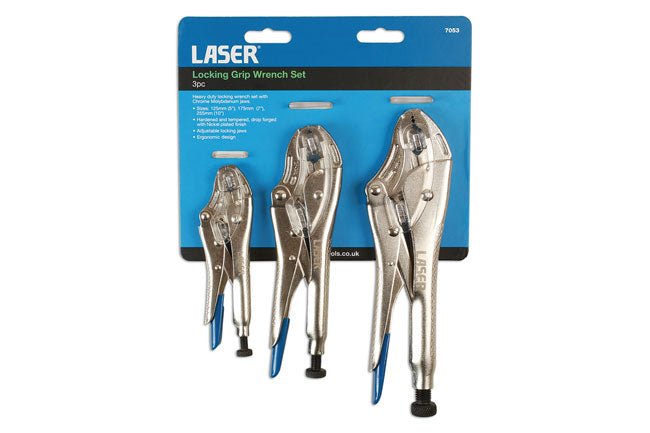 Laser Tools 7053 Locking Grip Wrench Set 3pc Laser Tools