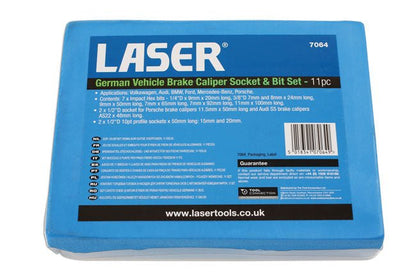 Laser Tools 7064 Brake Caliper Socket & Bit Set 11pc - for German Vehicles Laser Tools