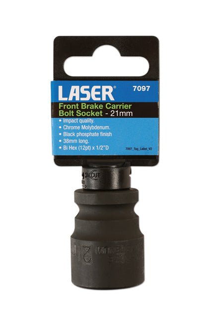 Laser Tools 7097 Front Brake Carrier Bolt Socket 21mm Laser Tools
