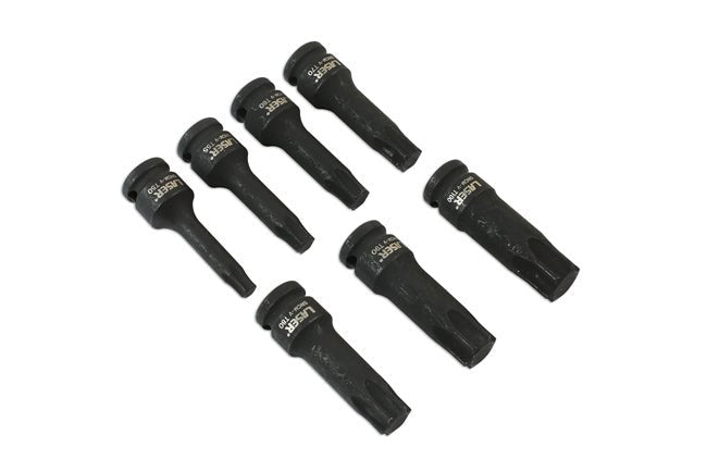 Laser Tools 7119 Long Impact Star Socket Bit Set 1/2"D 7pc Laser Tools