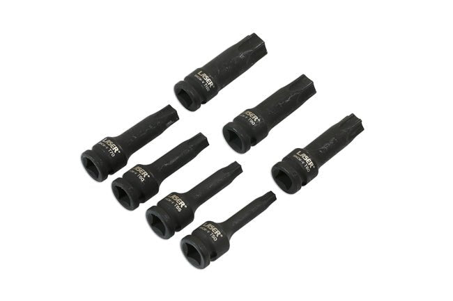 Laser Tools 7119 Long Impact Star Socket Bit Set 1/2"D 7pc Laser Tools