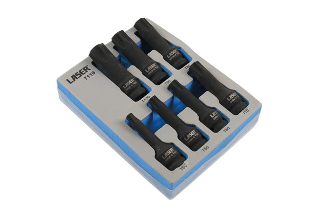 Laser Tools 7119 Long Impact Star Socket Bit Set 1/2"D 7pc Laser Tools