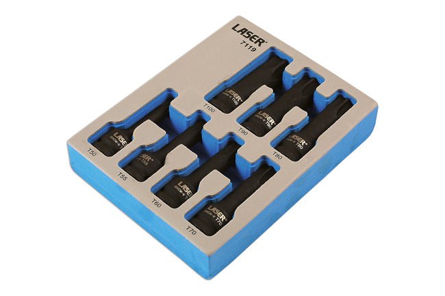 Laser Tools 7119 Long Impact Star Socket Bit Set 1/2"D 7pc Laser Tools
