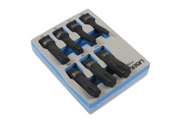Laser Tools 7119 Long Impact Star Socket Bit Set 1/2"D 7pc Laser Tools