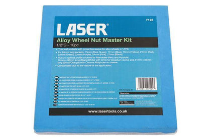 Laser Tools 7125 Alloy Wheel Nut Master Kit 1/2"D 10pc Laser Tools
