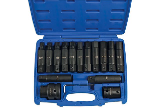 Laser Tools 7128 Impact Bit & Socket Set 3/4"D, 1"D 16pc Laser Tools