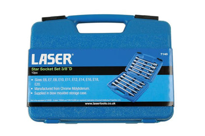 Laser Tools 7140 Extra Deep Star Socket Set 3/8"D 10pc Laser Tools