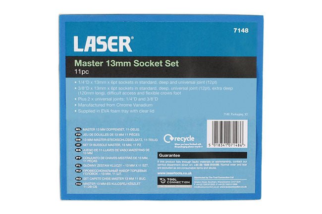Laser Tools 7148 Master Socket Set 13mm 11pc Laser Tools