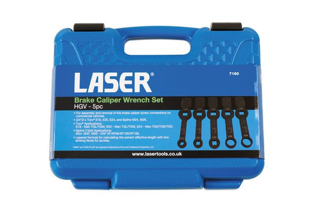 Laser Tools 7160 HGV Brake Caliper Wrench Set 5pc Laser Tools