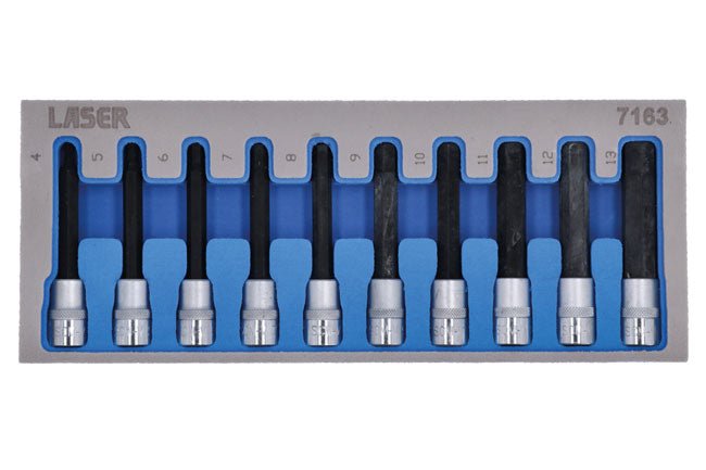 Laser Tools 7163 Long Hex Socket Bit Set 3/8"D 10pc Laser Tools