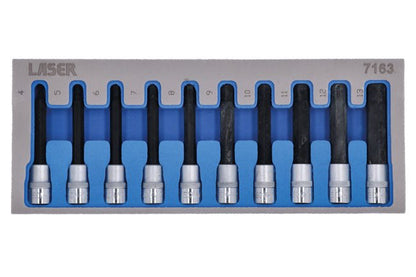 Laser Tools 7163 Long Hex Socket Bit Set 3/8"D 10pc Laser Tools