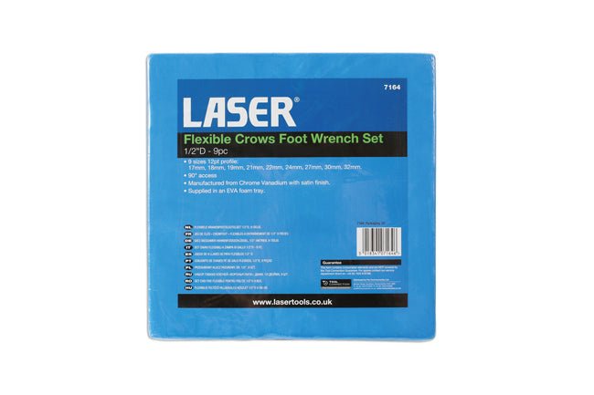 Laser Tools 7164 Flexible Crows Foot Wrench Set 1/2"D 9pc Laser Tools