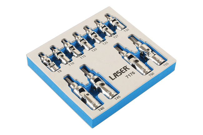 Laser Tools 7176 Tamperproof U/J Star Socket Bit Set 1/4"D, 3/8"D 11pc Laser Tools