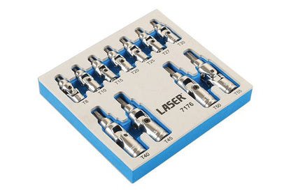 Laser Tools 7176 Tamperproof U/J Star Socket Bit Set 1/4"D, 3/8"D 11pc Laser Tools