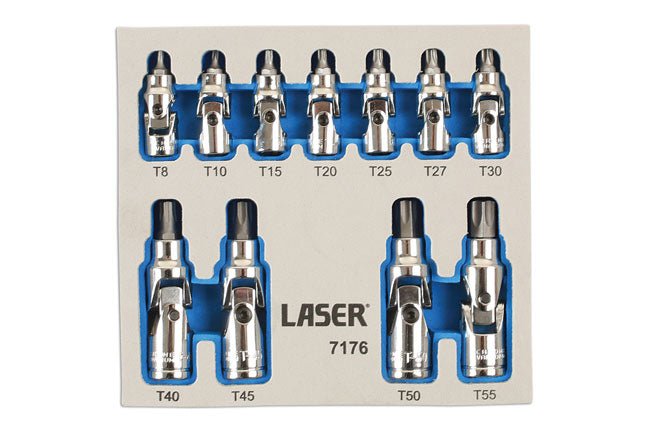 Laser Tools 7176 Tamperproof U/J Star Socket Bit Set 1/4"D, 3/8"D 11pc Laser Tools
