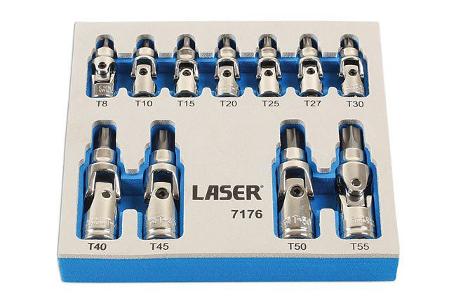 Laser Tools 7176 Tamperproof U/J Star Socket Bit Set 1/4"D, 3/8"D 11pc Laser Tools
