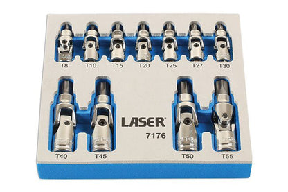 Laser Tools 7176 Tamperproof U/J Star Socket Bit Set 1/4"D, 3/8"D 11pc Laser Tools