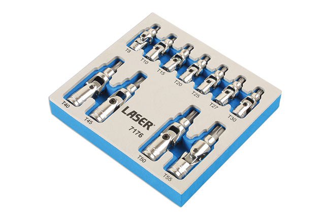 Laser Tools 7176 Tamperproof U/J Star Socket Bit Set 1/4"D, 3/8"D 11pc Laser Tools