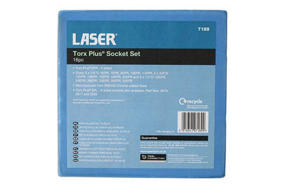 Laser Tools 7189 Torx Plus EPR Socket Set 1/4"D, 3/8"D, 1/2"D 16pc Laser Tools