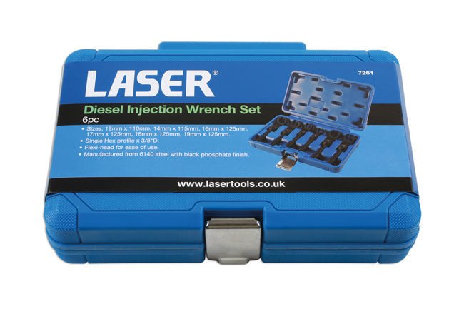 Laser Tools 7261 Diesel Injection Wrench Set 3/8"D 6pc Laser Tools