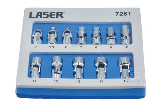 Laser Tools 7281 Universal Joint Socket Set 1/4"D 12pc Laser Tools