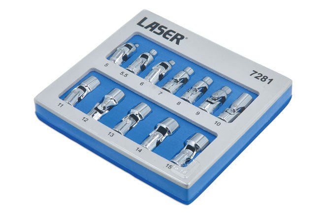 Laser Tools 7281 Universal Joint Socket Set 1/4"D 12pc Laser Tools