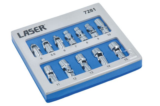 Laser Tools 7281 Universal Joint Socket Set 1/4"D 12pc Laser Tools