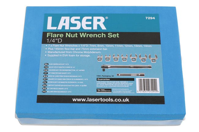 Laser Tools 7294 Flare Nut Wrench Set 1/4"D 9c Laser Tools