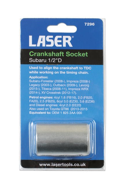 Laser Tools 7296 Crankshaft Socket 1/2"D - for Subaru, Toyota Laser Tools