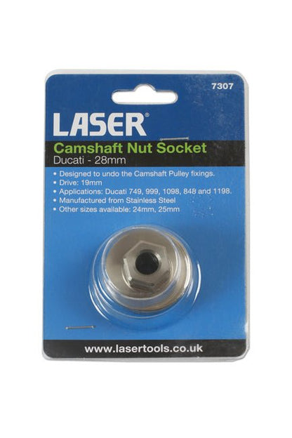 Laser Tools 7307 Camshaft Nut Socket 28mm - for Ducati Laser Tools