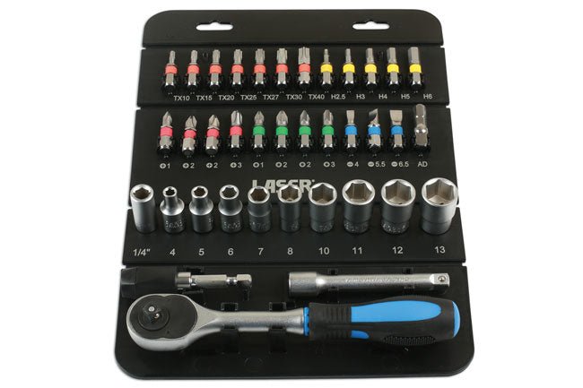 Laser Tools 7310 Socket & Bit Set 1/4"D 37pc Laser Tools