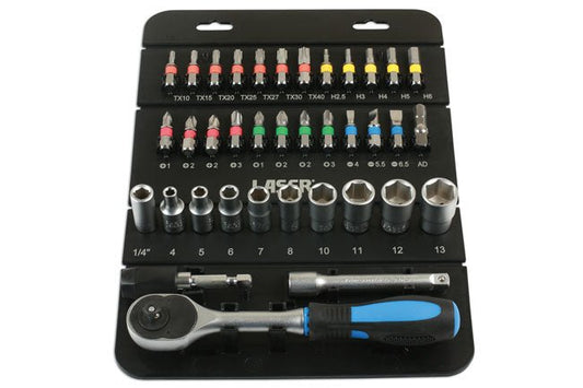 Laser Tools 7310 Socket & Bit Set 1/4"D 37pc Laser Tools