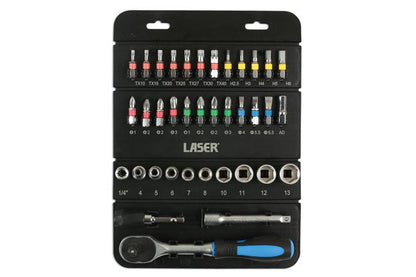 Laser Tools 7310 Socket & Bit Set 1/4"D 37pc Laser Tools