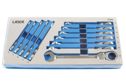 Laser Tools 7350 Flexi-Head Ratchet Ring Spanner Set Laser Tools