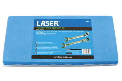 Laser Tools 7350 Flexi-Head Ratchet Ring Spanner Set Laser Tools