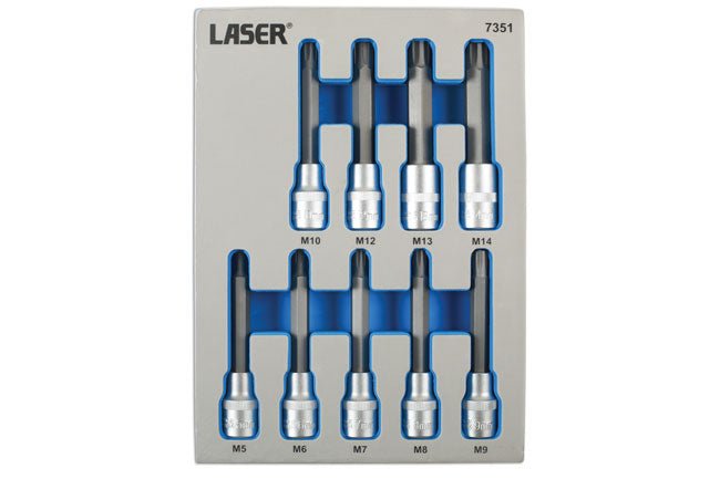 Laser Tools 7351 Tamperproof Ribe Socket Bit Set 1/2"D 9pc Laser Tools