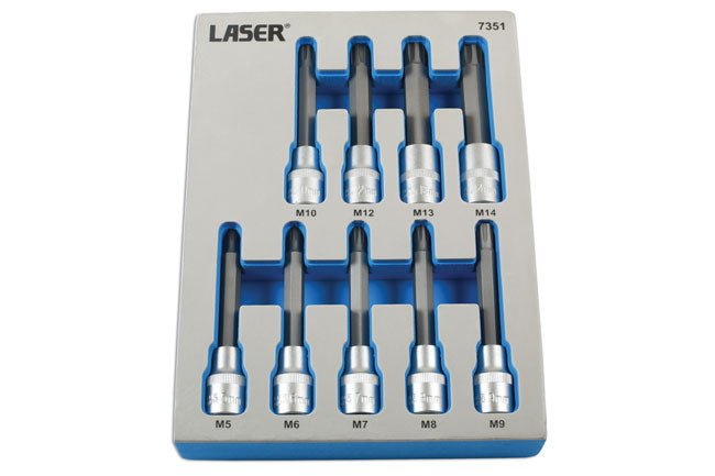 Laser Tools 7351 Tamperproof Ribe Socket Bit Set 1/2"D 9pc Laser Tools
