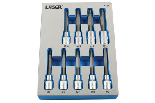 Laser Tools 7351 Tamperproof Ribe Socket Bit Set 1/2"D 9pc Laser Tools
