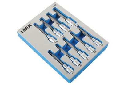 Laser Tools 7351 Tamperproof Ribe Socket Bit Set 1/2"D 9pc Laser Tools
