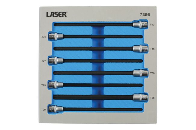 Laser Tools 7356 Extra Long Star Socket Bit Set 3/8"D 8pc Laser Tools