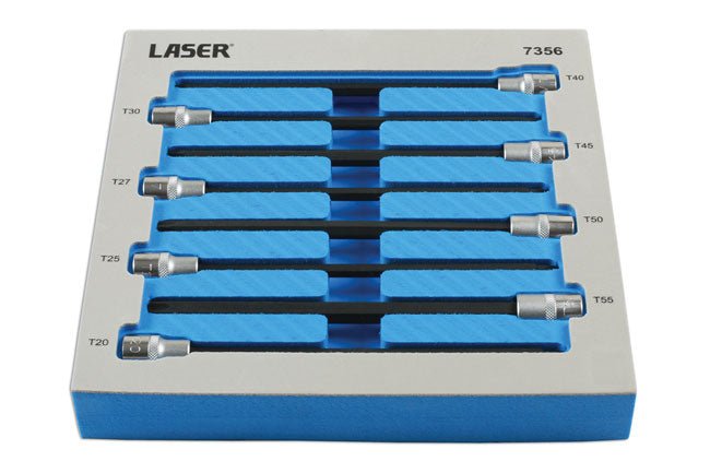 Laser Tools 7356 Extra Long Star Socket Bit Set 3/8"D 8pc Laser Tools