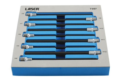 Laser Tools 7357 Extra Long Hex Socket Bit Set 3/8"D 9pc Laser Tools
