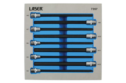 Laser Tools 7357 Extra Long Hex Socket Bit Set 3/8"D 9pc Laser Tools