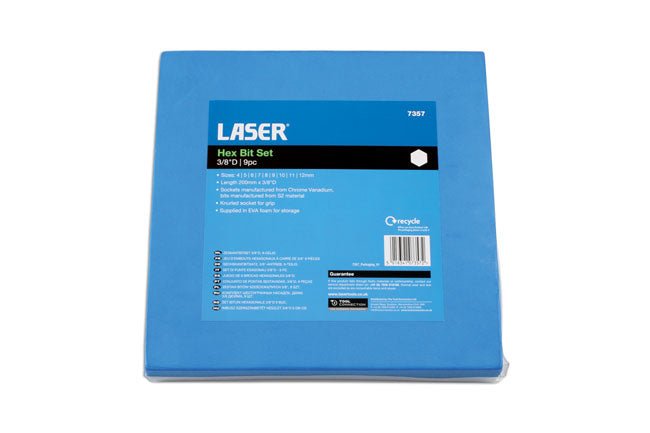 Laser Tools 7357 Extra Long Hex Socket Bit Set 3/8"D 9pc Laser Tools