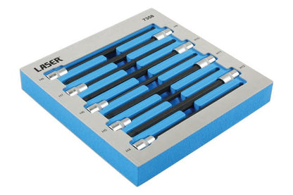 Laser Tools 7358 Extra Long Ball End Hex Socket Bit Set  3/8"D 9pc Laser Tools