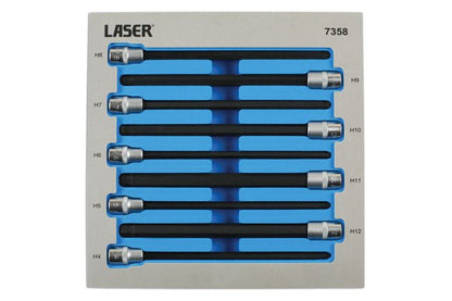 Laser Tools 7358 Extra Long Ball End Hex Socket Bit Set  3/8"D 9pc Laser Tools