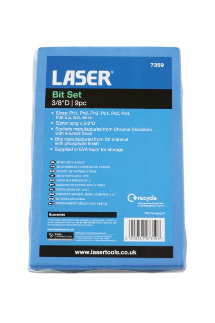 Laser Tools 7359 Socket Bit Set 3/8"D 9pc Laser Tools