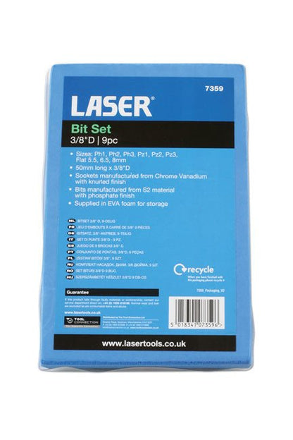 Laser Tools 7359 Socket Bit Set 3/8"D 9pc Laser Tools